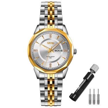 SKMEI Watch for Women Business Classic Fashion Stainless Dress Luxury Analog Waterproof Simple Day Date Ladies Female Wife Gifts Gold Silver Wrist Watches