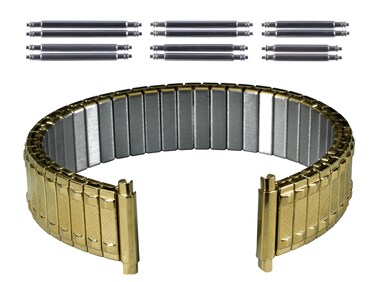 Gilden Unisex Expansion 16-20mm Crosshatch Stainless Steel Watch Band 510-Y (6 1/4" Long, Gold)