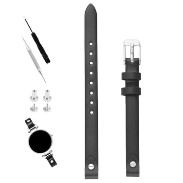 XIW Compatible for 8mm Fossil ES2829 ES2830 ES3060 ES3076 ES3077 Women Leather Watch Wirst Band Replacement for men Wirstband Strap Bracelet (Black)