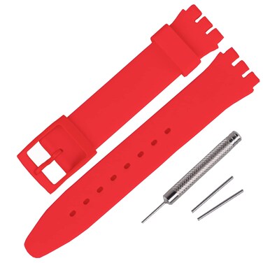 Rihahisy Silicone Rubber Watch Strap/Watch Band Replacement for Swatch (17mm, Red)