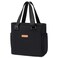 LMGO Medium Canvas Tote Bag for Women, Multi-Pocket Purse Handbag with Adjustable Shoulder Strap for Work Schoool Teacher Gym Travel Shopping - Black