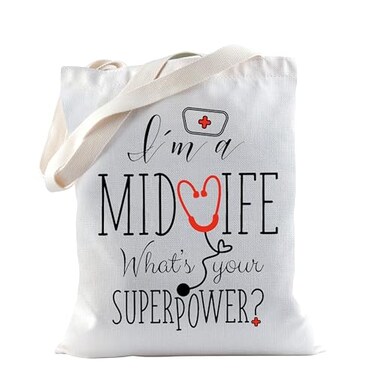 TSOTMO Midwife canvas tote bags Thank You Gifts Doula Nurse Gift Appreciation Gift I'm a Midwife what's your super power canvas tote bags (Midwife canvas)