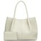 KKXIU Tote Bag for Women Vegan Leather Shoulder Purse Large Capacity Travel Bag (Cream White)