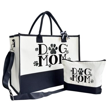 Dog Mom Tote Bag, Canvas Tote Bag for Women, Shoulder Beach Bag, Gifts for Women Dog Owner, Canvas Going Out Bags, Travel Bag Gifts for Dog Mom, Gifts for Dog Lover, Canvas Tote Bag With Zipper