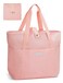 HXLGMD Tote Bag for Women, Foldable Nylon Tote Bag With Zipper Large Shoulder Bag Top Handle Handbag for Travel, Work, College (Pink)