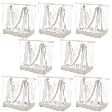 Reginary 8 Pieces Clear Tote Bags Shoulder Handbag Security Approved See Through Bag with Zipper Closure for Travel Work (PVC, Beige)