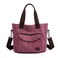 DOURR Canvas Cotton Top Handle Crossbody Bags for Women Casual Shoulder Handbag Multi-pocket for Work Going Out (Burgundy)