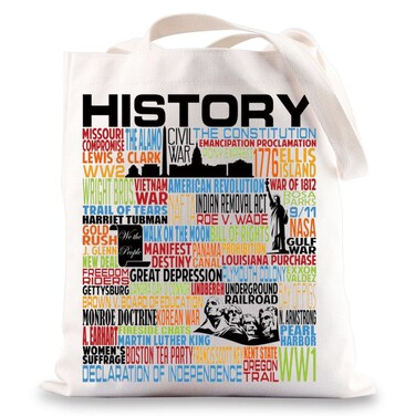 BWWKTOP Funny History Teacher Canvas Tote Bag America History Lover Gifts History Geek Shoulder Bag Historian Gift (History TG)