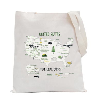 POFULL Natural Lovers Gift United States National Parks Tote Bag Outdoor Camping Hiking Gift (National Parks Tote Bag)
