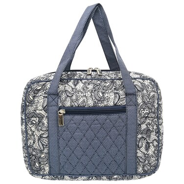 DIWI Quilted Bible Cover Large Sizes 10 X 7 X 2.75 Inches Bible Tote Good Book Case (L, C2 Navy Canopy)
