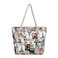 Paris Eiffel Tower Music Notes Floral Print Canvas Tote Shoulder Bag Handbag, Yellow One Size