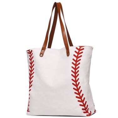 IHAYNER I Large Baseball Tote Bag Sports Printing Utility Top Handle Shoulder Bag Canvas Sport Travel Beach for Women Gifts