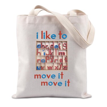 Lywjyb Birdgot Montessori Movable Alphabet Tote Bag I Like to Move It Tote Bag Montessori Language Gift for Son (move it tote)