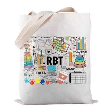 PWHAOO Registered Behavior Technician Tote Bag Behavior Tech Tote Bag Behavior Analyst Gift (HAPPY RBT TOTE)