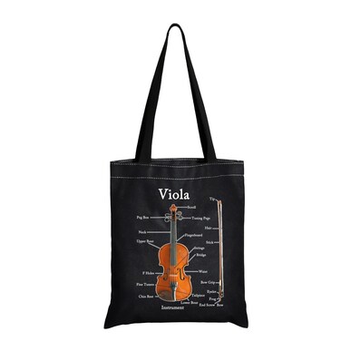 JXGZSO Musician Gift Viola Instrument Anatomy Tote Bag Viola Lover Gift Viola Player Gift Music Teacher Gift Violist Gift (Viola Instrument Anatomy Tote Bag Black)