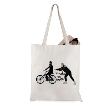 WCGXKO TV Show Inspired Steady On Mate Roy Kent Jamie Tartt Tote Bag Soccer Themed TV Show Merchandise (Steady on tote)