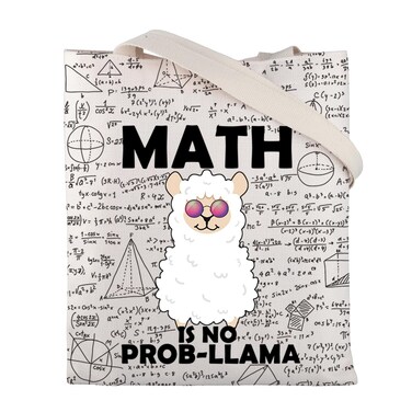 CMNIM Llama Math Lover Gifts Math Llama Teacher Tote Bag Funny Math Gifts for Math Nerd Geek Mathematician Canvas Tote Bag