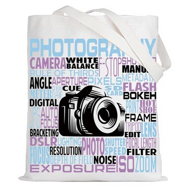 LEVLO Photography Canvas Tote Bag Photographer Gift Editor Shoulder Bag For Photography Lovers (Photography Tote)