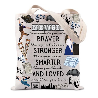 Lywjyb Birdgot Broadway Musical Tote Bag Musical Theatre Gift King of New York Musical Gift for Sister (BRAVER Newsies tote)