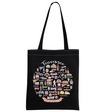 MNIGIU Tennessee State Tote Bag Gift for Tennessee Lovers Tennessee Travel Gift (Tennessee State Tote BLK)