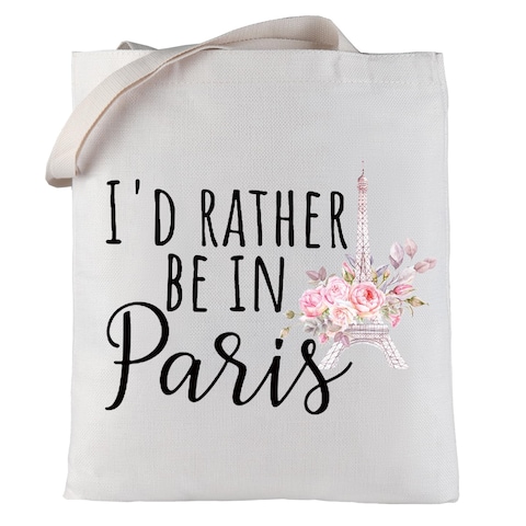 LEVLO Funny Eiffel Tower Cosmetic Make Up Bag France Paris Travelers Gifts i&#39;d Rather Be In Paris Makeup Zipper Pouch Bag(In Paris)