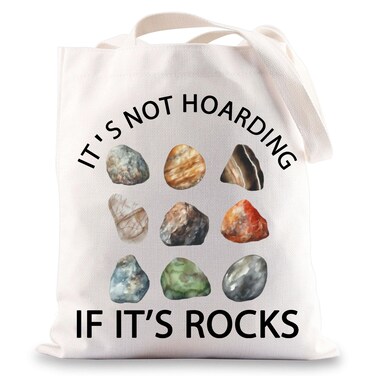 G2TUP Rockhounding Gifts Rock Collector Shoulder Bag Geologist Tote Bag It's Not Hoarding If It&rsquo;s Rocks Lover Gift (Rock Tote Bag)