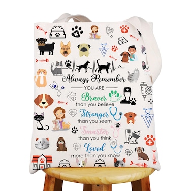 JNIAP Vet Tech Tote Bag Vet Assistant Gift Veterinarian Tote Bag Veterinary Receptionist Gift Vet Technician Shoulder Bag (always Vet Tech)