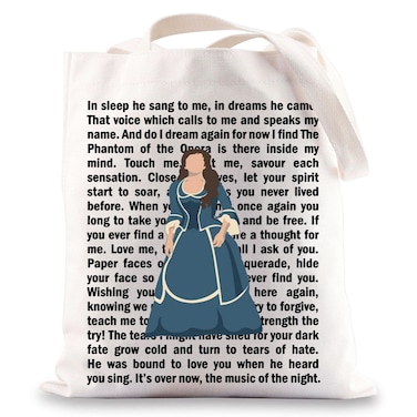 BWWKTOP Phantom Of The Opera Musical Tote Bag Musical Theater Gifts Phantom Of The Opera Shoulder Bag Musical Merchandise (In sleep he)