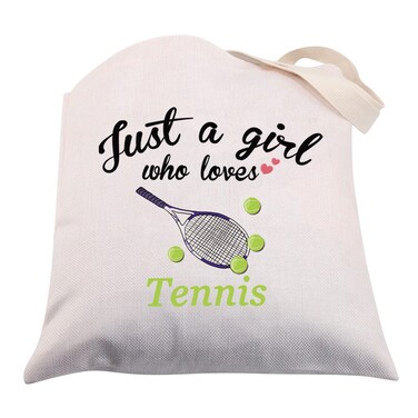 CMNIM Tennis Gifts for Her Tennis Bag Tote Gifts for Tennis Players Team Lovers Just a Girl Who Loves Tennis Reusable Shoulder Shopping Sport Bag (Tennis Bag Tote)