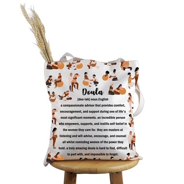 PWHAOO Doula Thank You Gift Doula Definition Tote Bag Certified Doula Handbag OBGYN Doctor Labor Nurse Gift Midwife Life Gift (Doula Definition T)