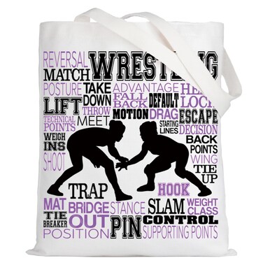 LEVLO Wrestling Player Canvas Tote Bag Wrestler Girl Gift Wrestling Shoulder Bag For Martial Art Lover (Wrestling Tote)
