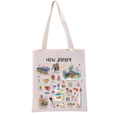 G2TUP New Jersey Gift New Jersey State Lover Tote Bag New Jersey Tourist Travel Bag New Jersey Souvenir Handbag
