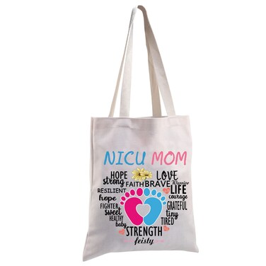 MBMSO NICU Mom Gifts Preemie Mom Gifts NICU Gifts for Mom Tote Bag NICU Awareness Gift for Mommy Premature Birth New Mom Gift (NICU MOM TB)