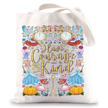 BWWKTOP Princess Cinderella Canvas Tote Bag Fairy Tales Fans Gift Have Courage And Be Kind Princess Shoulder Bag (Have courage)