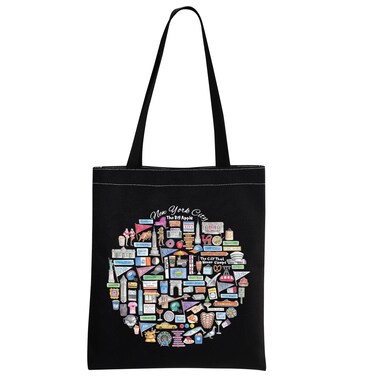 MNIGIU New York City Tote Bag New York City Souvenir Gift New York City Welcome Bag New York City Wedding Gift (NY City Black Tote)