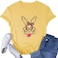 Rabbit T Shirt for Women Vintage Bunny Face Graphic Print Happy Easter T Shirt Summer Casual Short Sleeve Round Neck Easter Gifts Tee Tops(Yellow M)