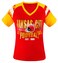 Geneisteck Womens Football Fans V Neck City Raglan T-Shirts - Red &amp; Yellow XX-Large