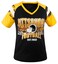 Geneisteck Womens Football Fans V Neck City Raglan T-Shirts - Black &amp; Yellow Medium
