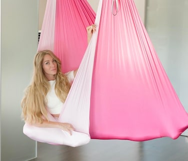 MelisaYoga, Multicolor, Hammock for Yoga, Aerial Silk and Acrobatic Training, Includes Carabiners and Daisy Chain (rainbow7)