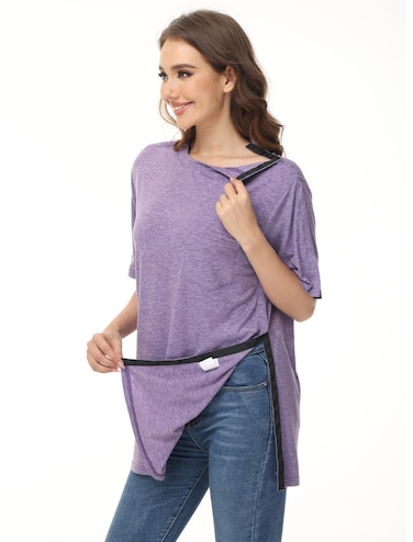 HIBOCT Post Surgery Shirts for Women Shirt for Shoulder Surgery Mastectomy Must Haves Chemo Shirts for Port Access Clothing