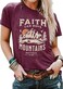 Sun and Mountain Shirt for Women Camping Hiking Shirt Sunrise Pine Tree Graphic Tees Nature Casual Short Sleeve Shirt (X-Large, Purple)