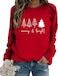 Generic Christmas Sweatshirts for Women Merry and Bright Shirts Christmas Tree Sweatshirts Merry Christmas Long Sleeve Tops Red, X-Small