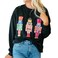 Muineobuka Women Sequin Christmas Sweatshirts Sparkle Nutcracker Santa Long Sleeve Crewneck Pullover Merry Christmas Sweaters