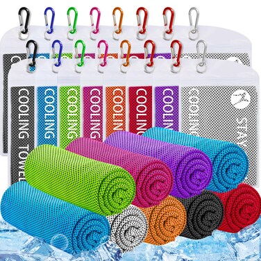 16 Pack Cooling towels for Neck and Face(40"x12"),Microfiber Cooling Towels,Soft Breathable chilly cooling neck towels rags cooling neck wraps sweat towel for sports,gym,yoga,workout,running,camping