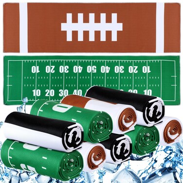 Teenyyou 12 Pcs Cooling Towels, 40''x12 Football Breathable Chilly Towel, Ice Towel Microfiber Football Towel, Football Field Black White Stripe Towel for Football Team Coach Gift Sport Party Favors