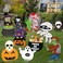 Jetec 10 Pieces Halloween Yard Signs Pumpkin Skeleton and Ghost Corrugated Yard Signs Cute Pumpkin Trick or Treat Ghost Yard Sign Pumpkin Ghost Lawn Sign for Halloween Outdoor Yard Decorations