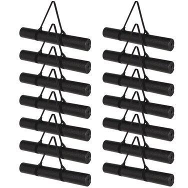 Riakrum 20 Pieces Exercise Yoga Mat Workout Mat with Strap 68 x 24 Inch Fitness Gym Mat Yoga Mat Non Slip for Women Men Gym Home Supplies(Black)