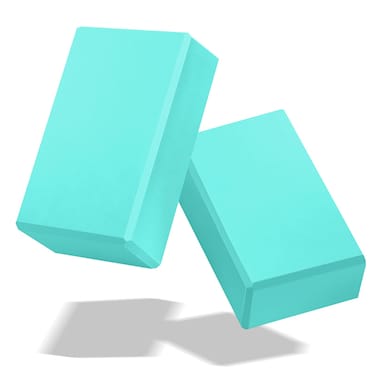 2024 Yoga Blocks 2 Pack, EVA Foam Yoga Block With 2 Resistance Bands, Supportive Latex-Free, Non-Slip Exercise Blocks, Yoga Block for Pilates, Meditation, Balance, Stretching (Teal)