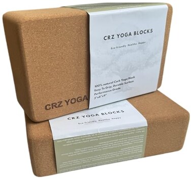 Cork Yoga Blocks 2 Pack, Premium Portuguese Yoga Bricks, High Density Yoga Block with Non Slip Surface, Eco-Friendly Yoga Accessories, Ideal for Yoga, Pilates, Stretching