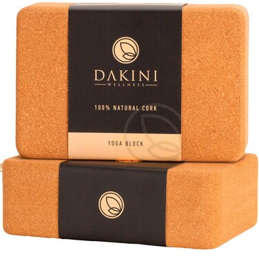 Cork Yoga Blocks - Yoga Blocks 2 Pack - 9x6x3 Inch Cork Brick Set of 2- Pilates Props and Accessories - Natural Exercise Props For Men and Women (2 Pack Blocks Only)